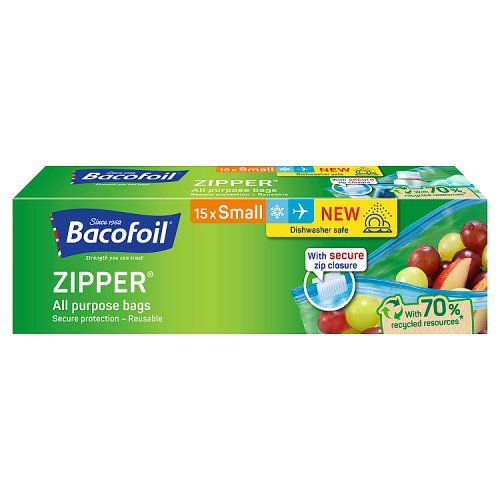 BACOFOIL ALL PURPOSE ZIPPER BAGS 15PK