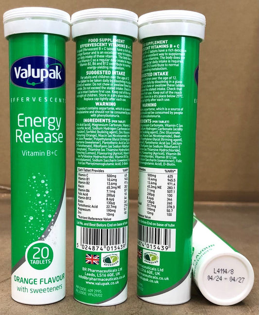 VALUPAK EFFERVESCENT VITAMIN B + C OAD 20'S