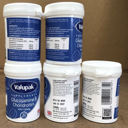 VALUPAK GLUCOSAMINE & CHONDROITIN 400/100MG TABLET