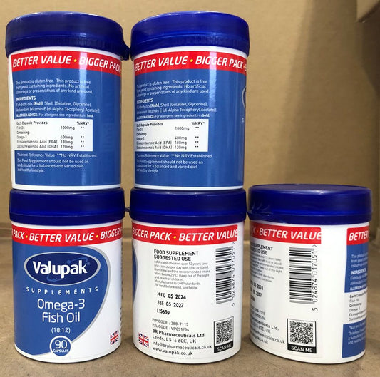 VALUPAK SUPPLEMENTS OMEGA3 FISHOIL(18:12)1000MG90S