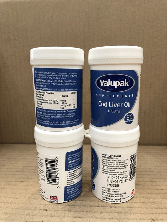 VALUPAK COD LIVER OIL 1000MG CAPSULES 30S