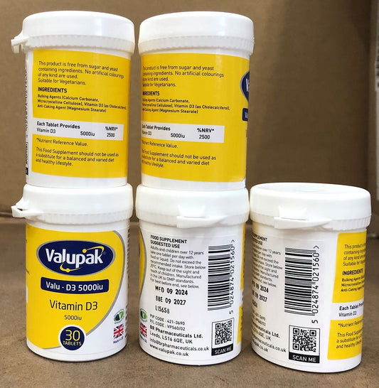 VALUPAK VITAMIN D3 5000IU TABLETS