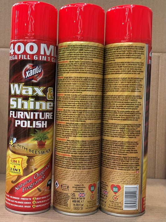 XANTO WAX & SHINE 400ML FURNITURE POLISH NAT ORIG