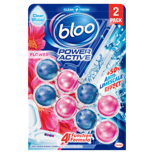 BLOO POWER ACTIVE TOILET RIM BLOCK 2X50G FLOWERS