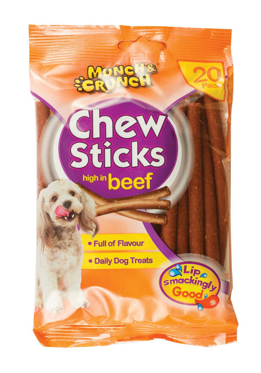 MUNCH & CRUNCH CHEW STICKS HIGH IN BEEF 20PK