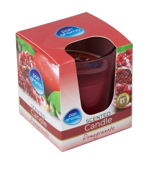 PAN AROMA CLEAR GLASS CANDLE - POMEGRANATE