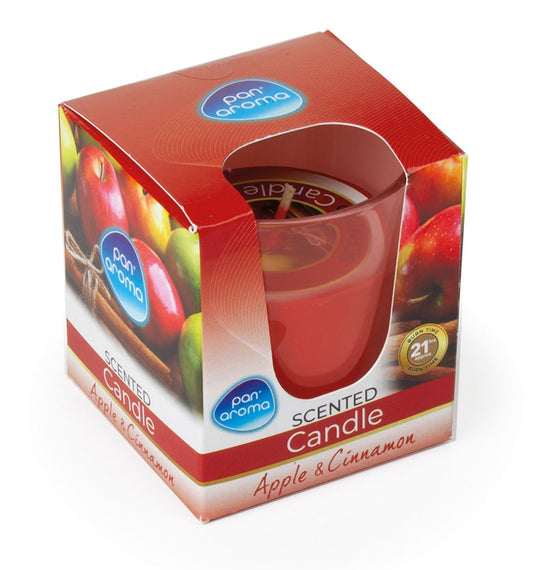 PAN AROMA CLEAR GLASS CANDLE - APPLE AND CINNAMON