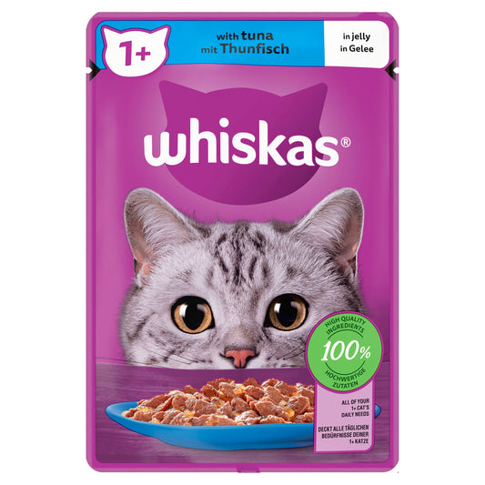 WHISKAS 1+ CAT FOOD POUCH TUNA IN JELLY 29/04/27