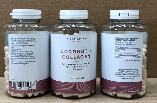 MYVITAMINS COCONUT AND COLLAGEN V1, UNFLAVOURED, 180 CAPSULES