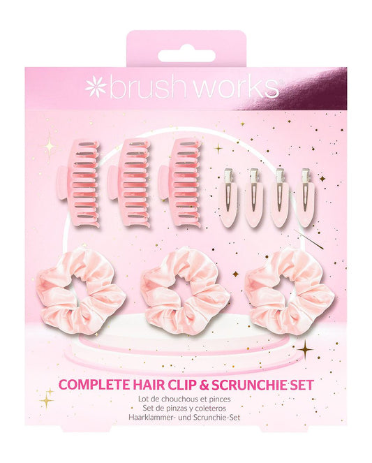 BRUSHWORKS COMPLETE HAIR CLIP & SCRUNCHIE SET
