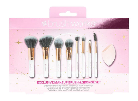 BRUSHWORKS EXCLUSIVE MAKEUP BRUSH AND SPONGE SET