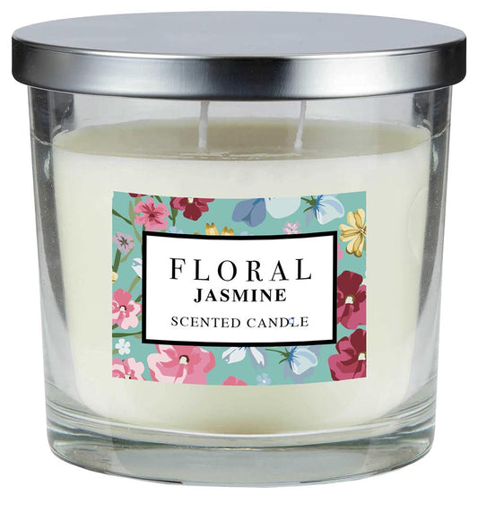 FLORAL 335G CANDLE METAL LID JASMINE