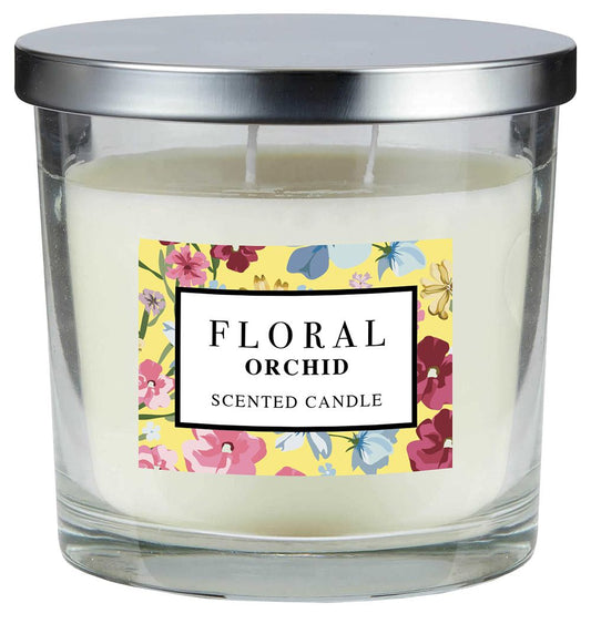 FLORAL METAL LID CANDLE 335G - ORCHID (X6)