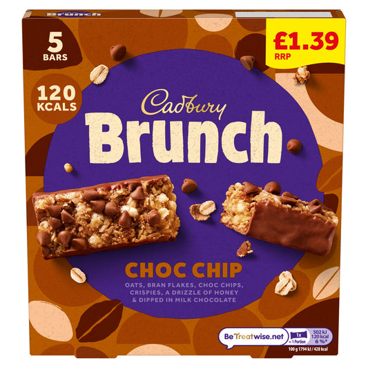 CADBURY BRUNCH BAR CHOC CHIP PM139 5PK 17/09/25