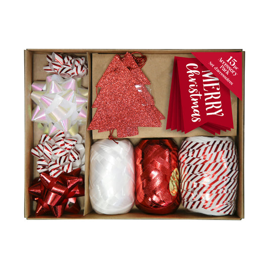 XMAS TAG & RIBBON ACCESSORY PACK CANDY CANE