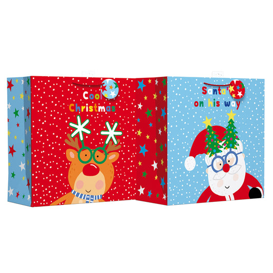XMAS GIFT BAG GIANT SANTA & REINDEER GLASSES (R)