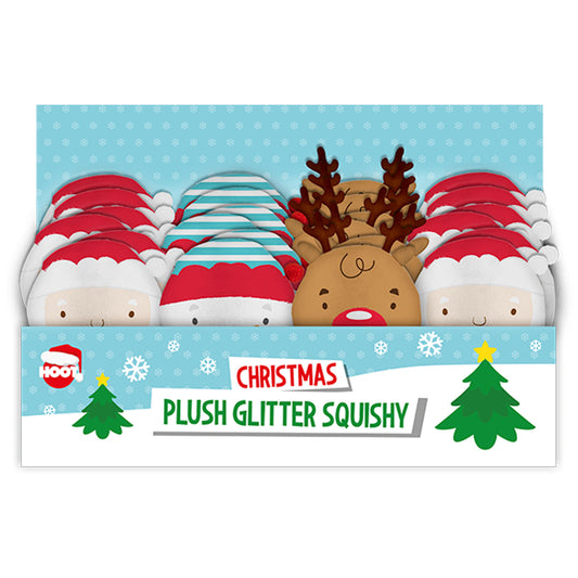XMAS PLUSH GLITTER SQUISHIES IN DISPLAY (R)