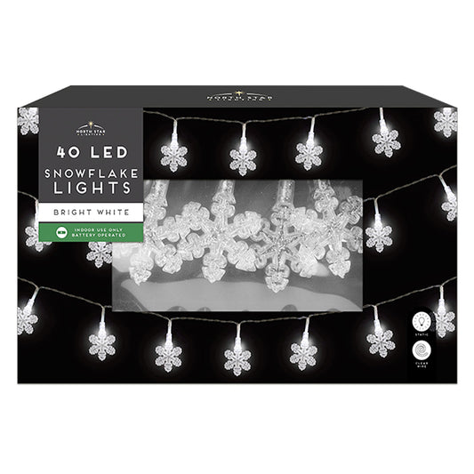 XMAS LIGHTS SNOWFLAKE 40 LED ULTRA BRIGHT (R)