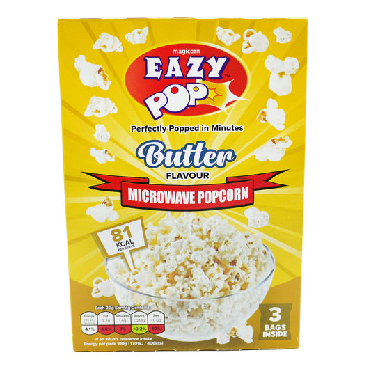 EAZYPOP MICROWAVE POPCORN BUTTER  3PK 09/12/26