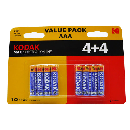 KODAK BATTERIES XTRALIFE ALKALINE AAA 4+4PK 08/34