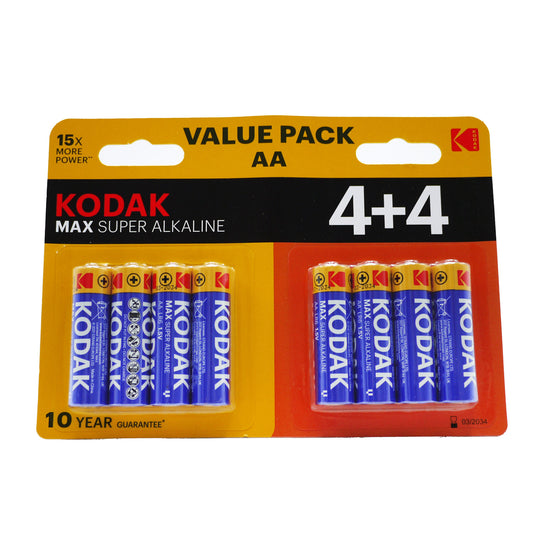 KODAK BATTERIES XTRALIFE ALKALINE AA 4+4PK 08/34