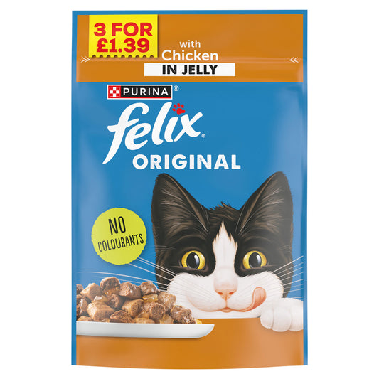 FELIX CAT POUCH CHICKEN PM 3 FOR £1.39 04/27