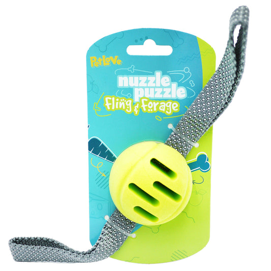 NUZZLE PUZ FLING N FORAGE BALL DOG TOY (C)