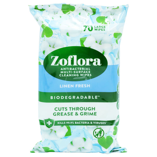 ZOFLORA LINEN FRESH BIODEGRADABLE WIPES 70S