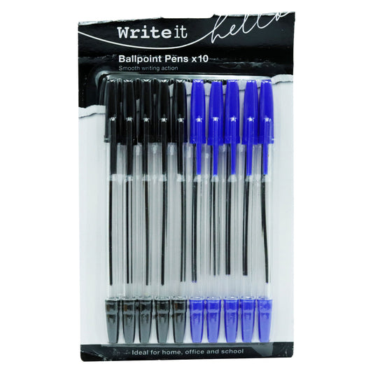 PENS BALLPOINT BLUE & BLACK ASST(C)