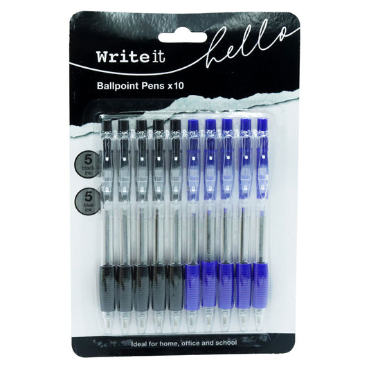 PENS RETRACTABLE BLUE & BLACK ASST(C)