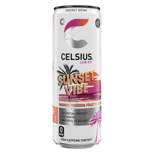 CELSIUS SUNSET VIBE CAN PM £1.79  31/03/26