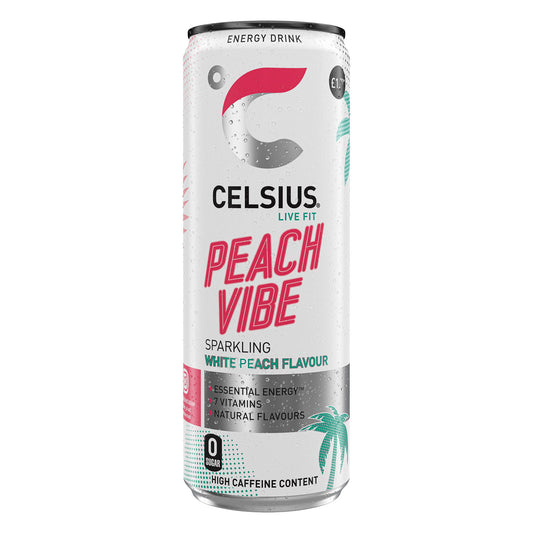 CELSIUS PEACH VIBE CAN PM £1.79  31/03/26