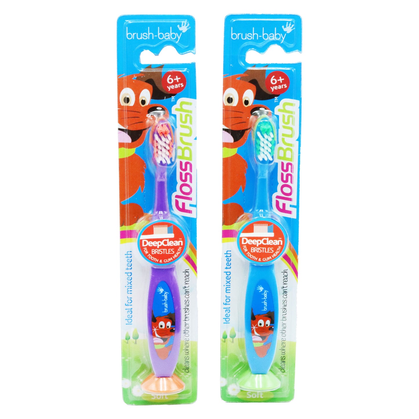 FLOSSBRUSH TOOTHBRUSH 6+ YEARS ASST COLOURS(C)