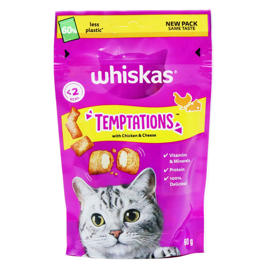 WHISKAS CAT TEMPTATIONS CHICKEN CHEESE 05/07/26