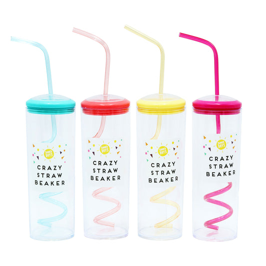 BEAKER CRAZY STRAW ASST COLOURS(D)