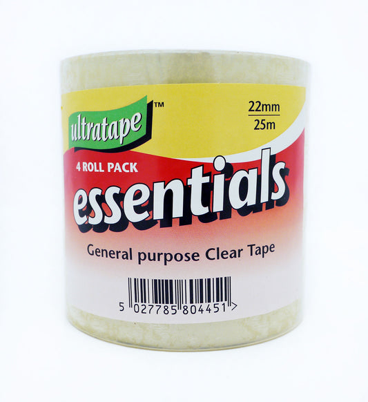 TAPE CLEAR ADHESIVE 4PK 22MMX25M (R)