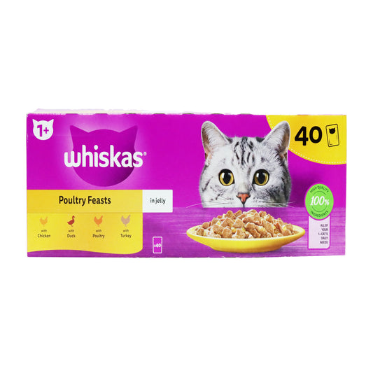 WHISKAS 1+ CAT FOOD POUCH POULTRY FEASTS 22/02/27