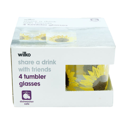 TUMBLERS SUNFLOWER 4PK(C)