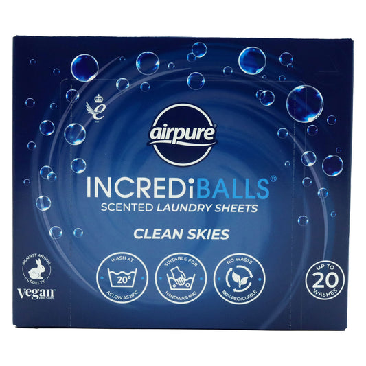 AIRPURE INCREDIBALLS LAUNDRY SHEETS CLEAN SKIES