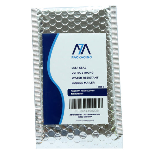ENVELOPE BUBBLE SILVER 3PK SIZE B 120X215MM(C)
