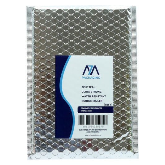 ENVELOPE BUBBLE SILVER 3PK SIZE D 180X265MM(C)