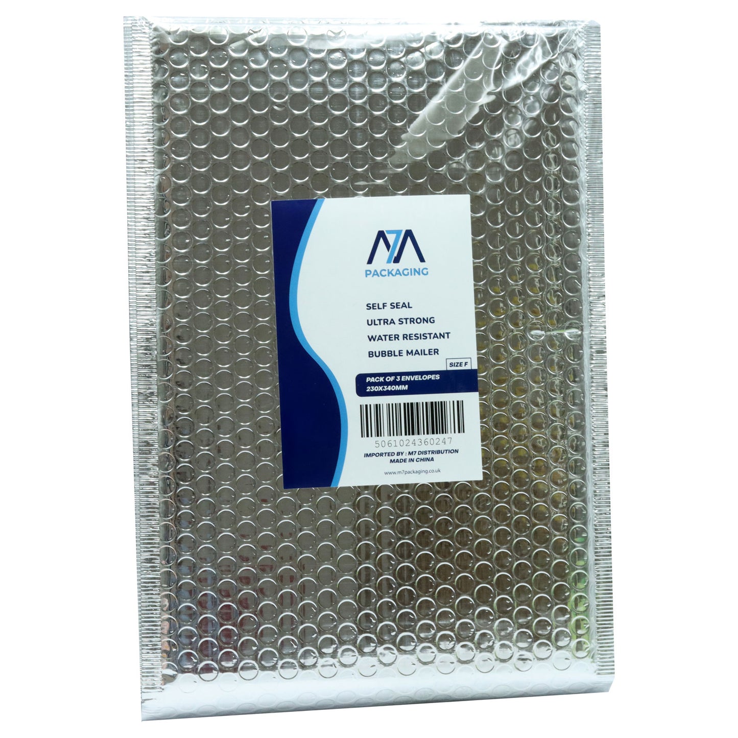 ENVELOPE BUBBLE SILVER 3PK SIZE F 230X340MM(C)