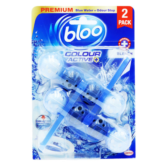 BLOO COLOUR ACTIVE TOILET RIM BLOCK 2X50G BLEACH