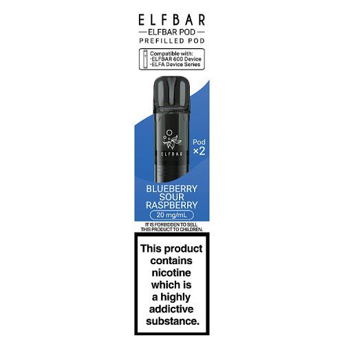 ELFBAR 600 PREFILLED POD _ 2 BLUEBERRY SOUR RASPBERRY