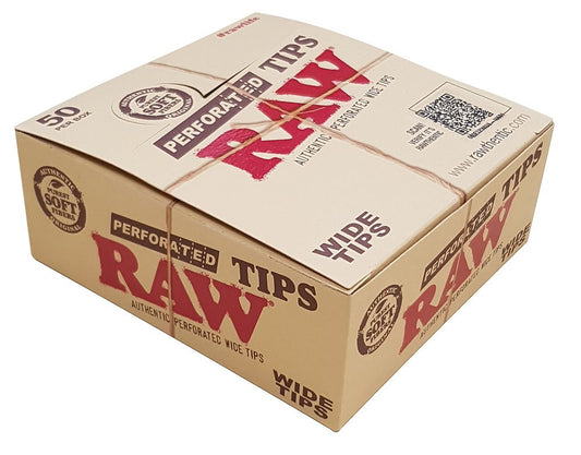 RAW WIDE TIPS PREFORATED 50PK