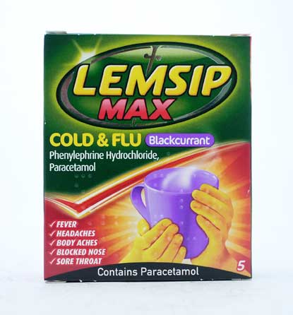 LEMSIP MAX COLD&FLU SACHETS BLACKCURRANT 01/01/27