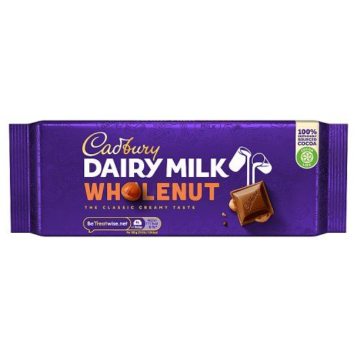 CADBURY DAIRY MILK WHOLE NUT CHOCOLATE BAR 180G