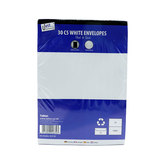 ENVELOPES C5 WHITE PEEL & SEAL (R)
