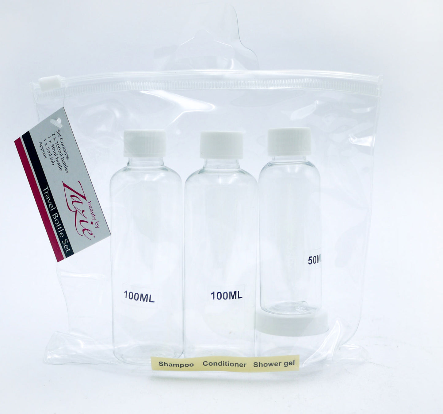 ZAZIE TRAVEL BOTTLES & BAG SET FOR HAIR & SKIN (R)