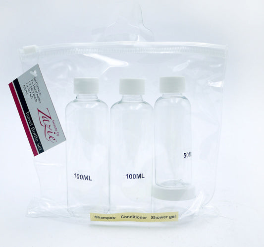 ZAZIE TRAVEL BOTTLES & BAG SET FOR HAIR & SKIN (R)